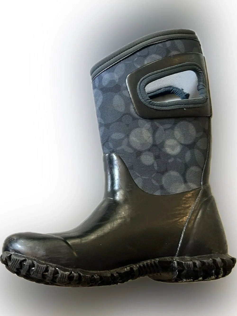 Bogs Kids Black and Gray Waterproof Rain Boots